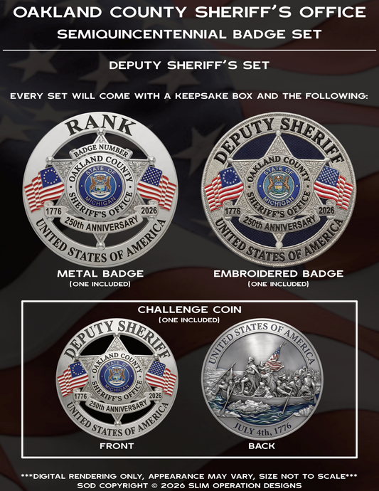 ***PLEASE FILL OUT THE GOOGLE FORM AS WELL, LINK IS IN THE PRODUCT DESCRIPTION BELOW*** Oakland County Sheriff's Office - Deputy Badge Set